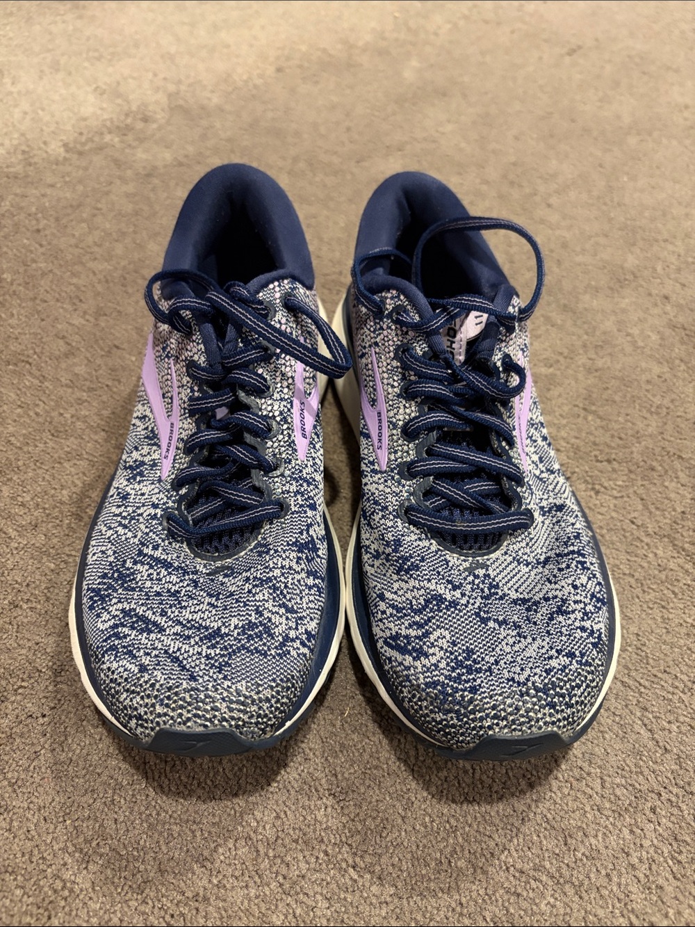Brooks Women's Navy and Lavender Knit Running Sneakers - Picture 3 of 3